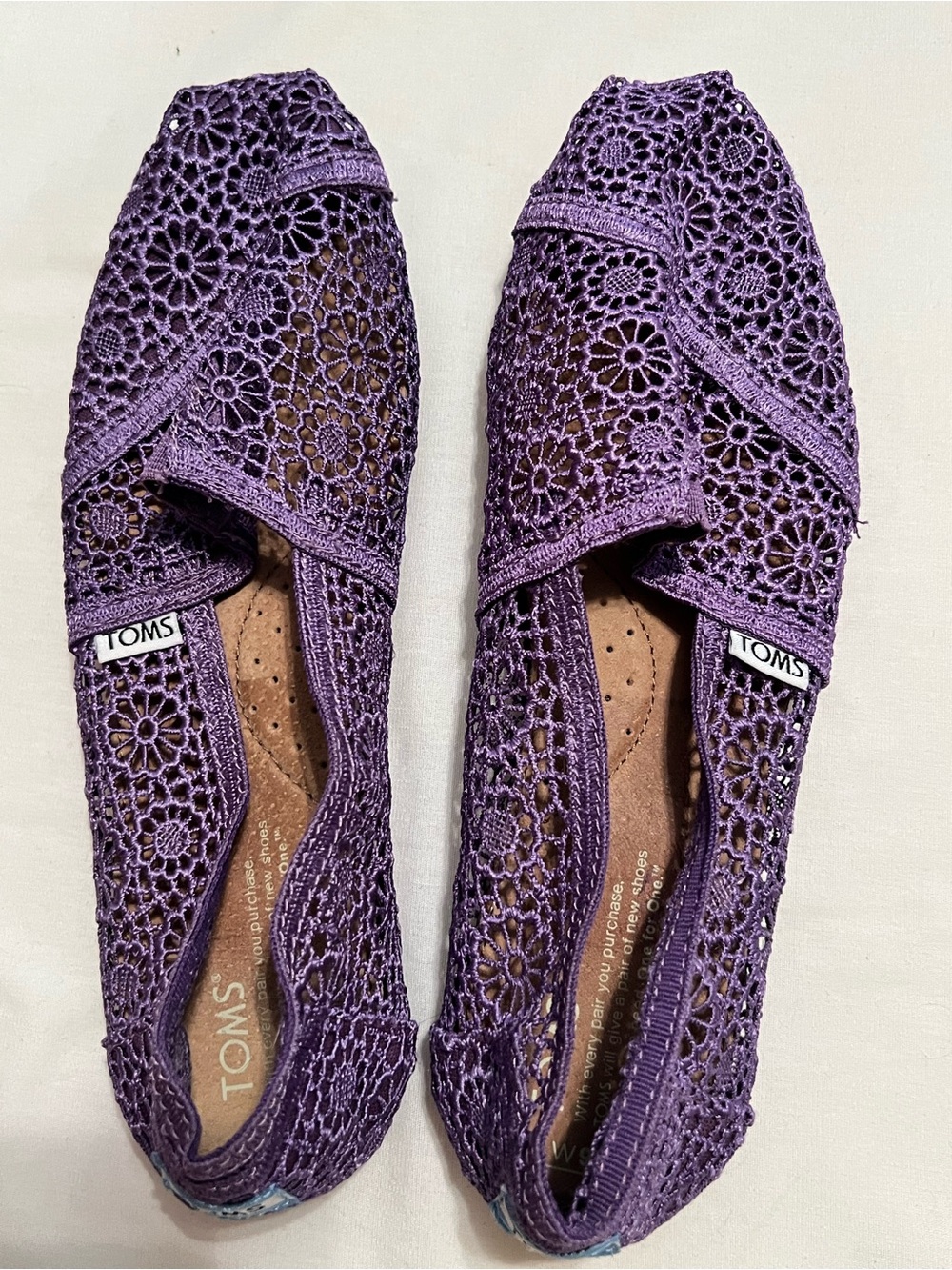 TOMS Purple Crochet Slip-On Flats